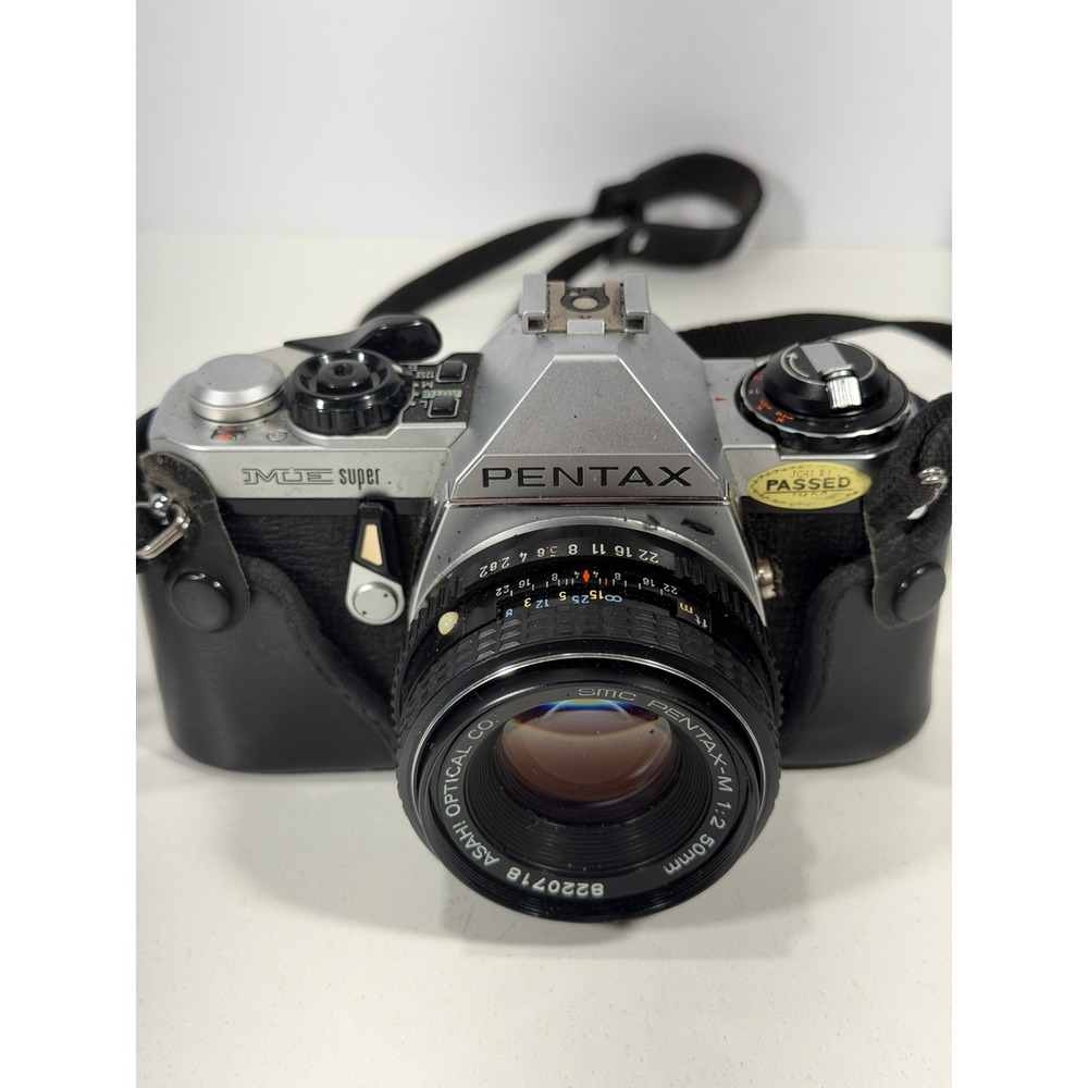 Pentax ME Super 35mm SLR Film Camera with SMC Pentax-M 50mm f2 Lens and Case